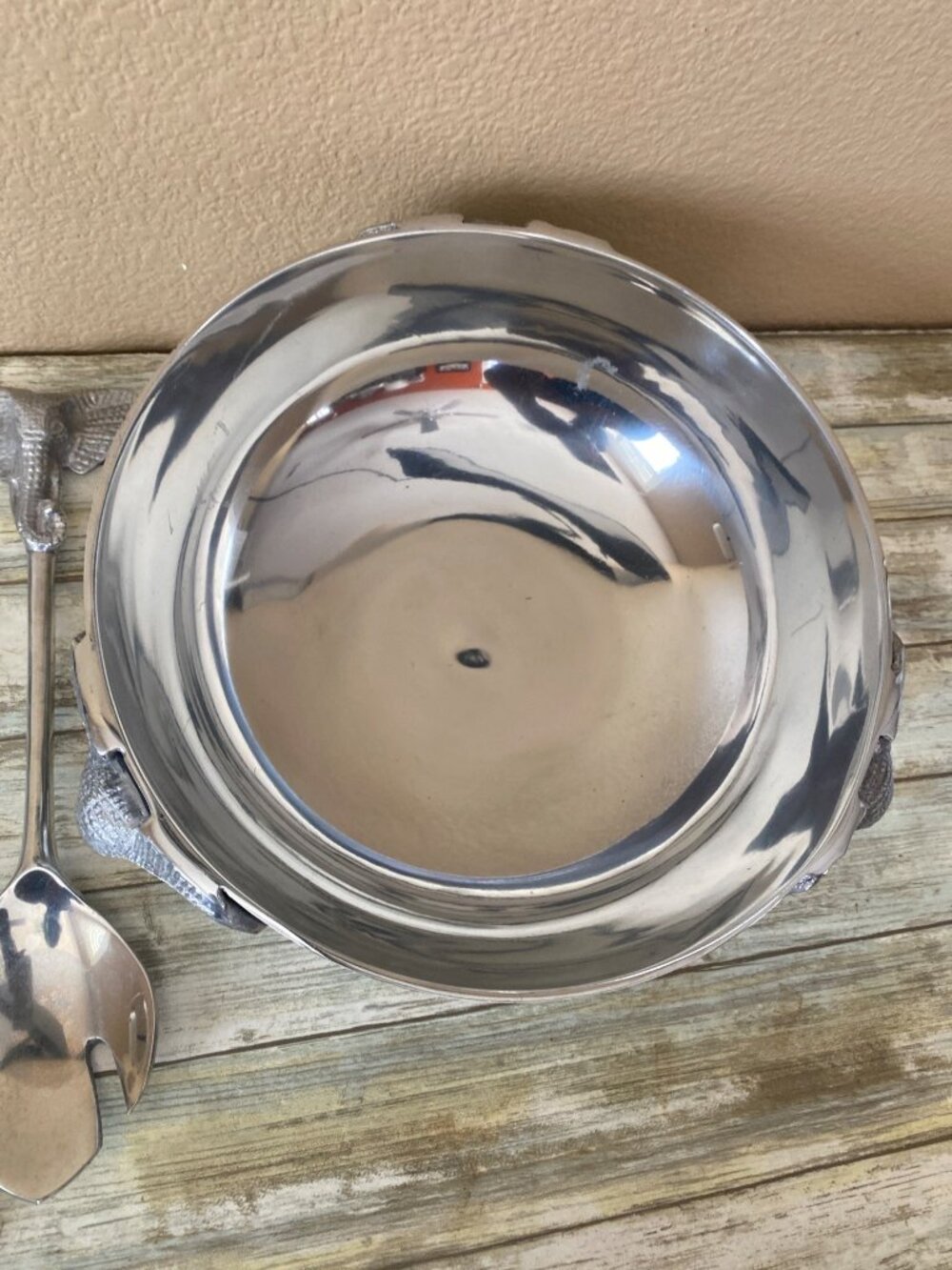 Vintage Aluminum Elephant Centerpiece Bowl with Servers Safari Wildlife Decor - Picture 4 of 16